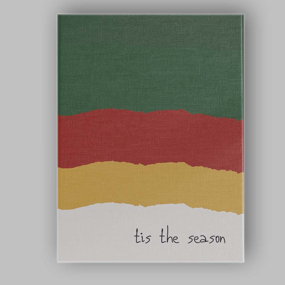 Festive Christmas Colour Block Tis The Season Minimalist Typography Canvas Wall Art Print Decor Picture Ready to Hang