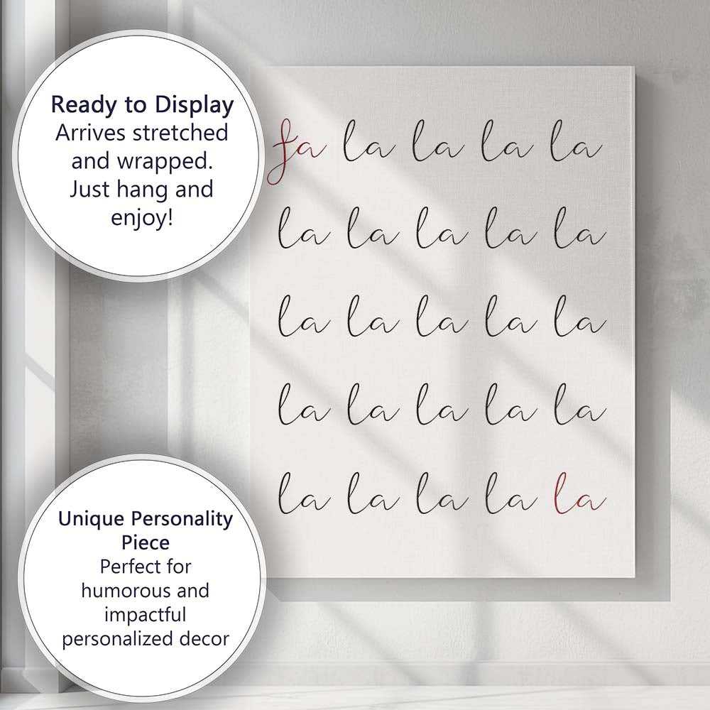 Fa La La La La Christmas Song Minimalist Typography Canvas Wall Art Print Decor Picture Ready to Hang