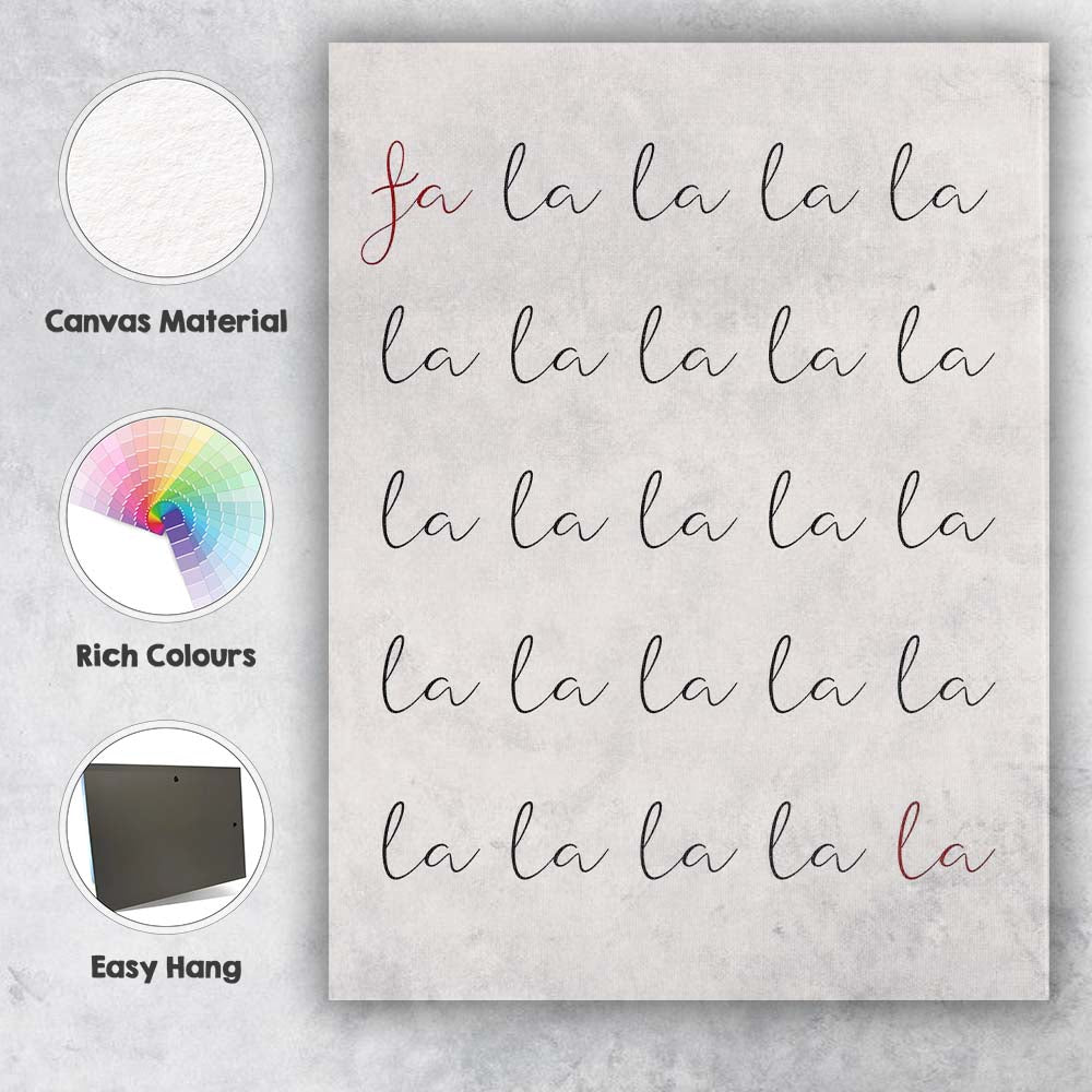 Fa La La La La Christmas Song Minimalist Typography Canvas Wall Art Print Decor Picture Ready to Hang