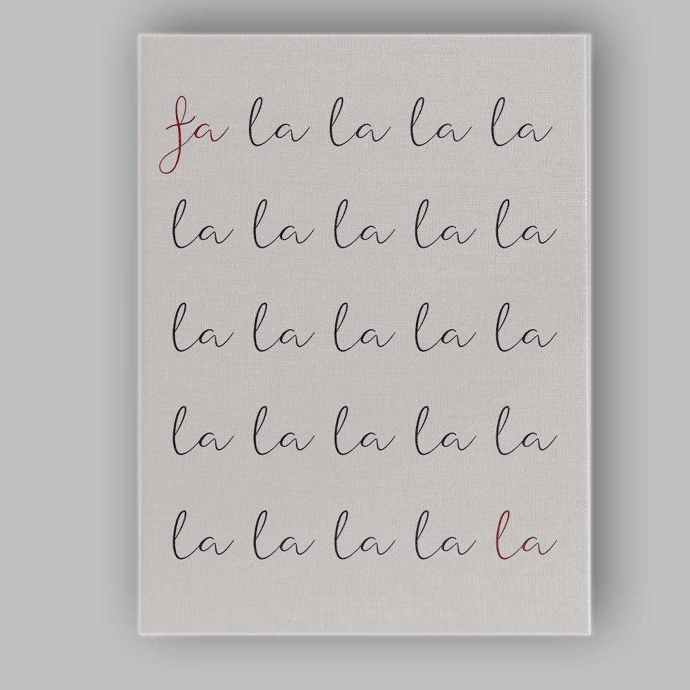 Fa La La La La Christmas Song Minimalist Typography Canvas Wall Art Print Decor Picture Ready to Hang