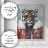 Stylish Christmas Tiger Wearing Festive Sunglasses Winter Portrait Canvas Wall Art Print Decor Picture Ready to Hang