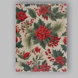 Red Poinsettia Holly Pine Branch Christmas Botanical Pattern Canvas Wall Art Print Decor Picture Ready to Hang