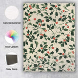 Classic Green Holly Leaves Red Berry Christmas Repeat Pattern Canvas Wall Art Print Decor Picture Ready to Hang