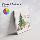 Watercolour Christmas Tree Cosy Living Room Festive Home Decor Illustration Canvas Wall Art Print Decor Picture Ready to Hang