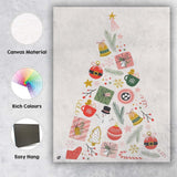 Scandinavian Christmas Tree Made of Festive Holiday Icons Minimalist Illustration Canvas Wall Art Print Decor Picture Ready to Hang