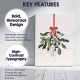 Minimalist Christmas Mistletoe Red Ribbon Botanical Watercolour Illustration Canvas Wall Art Print Decor Picture Ready to Hang