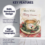 Cosy Christmas Tea Cup Warm Wishes Festive Watercolour Illustration Canvas Wall Art Print Decor Picture Ready to Hang