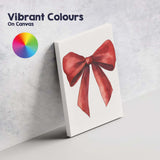 Elegant Red Watercolour Christmas Ribbon Bow Minimalist Holiday Illustration Canvas Wall Art Print Decor Picture Ready to Hang