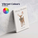 Watercolour Christmas Reindeer Holly Berry Cardinal Bird Festive Illustration Canvas Wall Art Print Decor Picture Ready to Hang