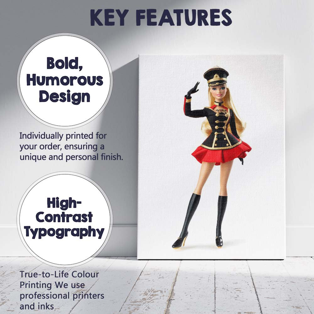 Elegant Christmas Toy Soldier Doll Fashion Illustration Canvas Wall Art Print Decor Picture Ready to Hang
