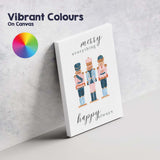 Pastel Christmas Nutcracker Trio Merry Everything Festive Watercolour Illustration Canvas Wall Art Print Decor Picture Ready to Hang
