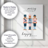 Pastel Christmas Nutcracker Trio Merry Everything Festive Watercolour Illustration Canvas Wall Art Print Decor Picture Ready to Hang