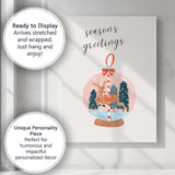 Watercolour Christmas Reindeer Snow Globe Seasons Greetings Festive Illustration Canvas Wall Art Print Decor Picture Ready to Hang