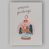 Watercolour Christmas Reindeer Snow Globe Seasons Greetings Festive Illustration Canvas Wall Art Print Decor Picture Ready to Hang