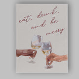 Festive Christmas Wine Glass Toast Minimalist Holiday Quote Illustration Canvas Wall Art Print Decor Picture Ready to Hang