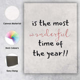 Wonderful Time of the Year Christmas Typography Quote Canvas Wall Art Print Decor Picture Ready to Hang