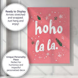 Festive Ho Ho Ho Christmas Typography Pink Holiday Quote Canvas Wall Art Print Decor Picture Ready to Hang