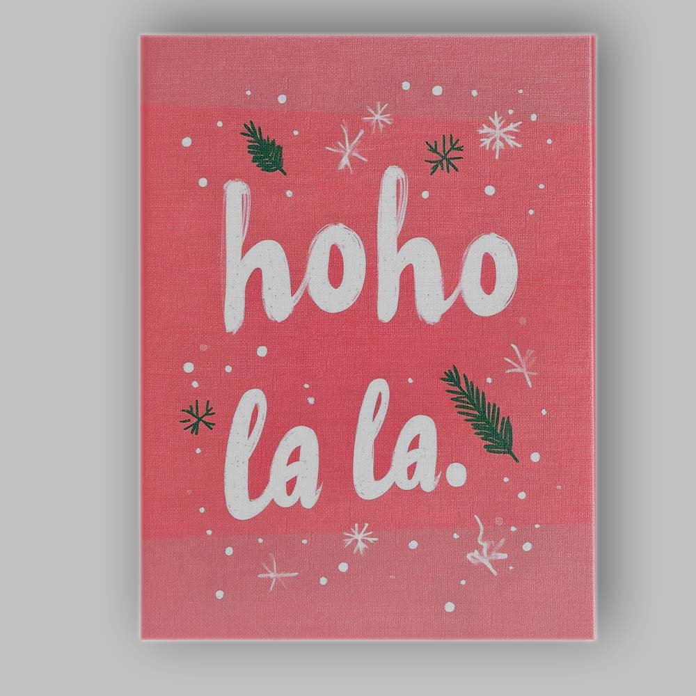 Festive Ho Ho Ho Christmas Typography Pink Holiday Quote Canvas Wall Art Print Decor Picture Ready to Hang