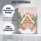 Whimsical Gingerbread House with Reindeer and Christmas Gifts Winter Scene Canvas Wall Art Print Decor Picture Ready to Hang