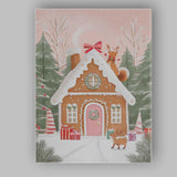 Whimsical Gingerbread House with Reindeer and Christmas Gifts Winter Scene Canvas Wall Art Print Decor Picture Ready to Hang