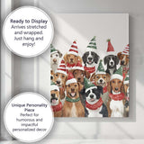 Festive Christmas Dogs Wearing Santa Hats Watercolour Animal Illustration Canvas Wall Art Print Decor Picture Ready to Hang