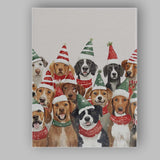 Festive Christmas Dogs Wearing Santa Hats Watercolour Animal Illustration Canvas Wall Art Print Decor Picture Ready to Hang