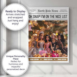 Christmas Fashion Dolls Nice List Magazine Cover Glam Holiday Canvas Wall Art Print Decor Picture Ready to Hang