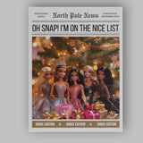 Christmas Fashion Dolls Nice List Magazine Cover Glam Holiday Canvas Wall Art Print Decor Picture Ready to Hang