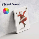 Joyful Dancing Santa Claus Minimalist Christmas Illustration Canvas Wall Art Print Decor Picture Ready to Hang