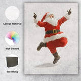 Joyful Dancing Santa Claus Minimalist Christmas Illustration Canvas Wall Art Print Decor Picture Ready to Hang