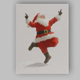 Joyful Dancing Santa Claus Minimalist Christmas Illustration Canvas Wall Art Print Decor Picture Ready to Hang