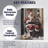 Funny Santa Claus Reading Newspaper on Toilet Christmas Humour Canvas Wall Art Print Decor Picture Ready to Hang