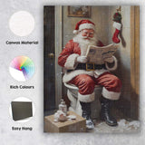 Funny Santa Claus Reading Newspaper on Toilet Christmas Humour Canvas Wall Art Print Decor Picture Ready to Hang