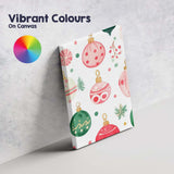 Pastel Watercolour Christmas Baubles Holiday Ornament Pattern Canvas Wall Art Print Decor Picture Ready to Hang