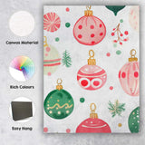 Pastel Watercolour Christmas Baubles Holiday Ornament Pattern Canvas Wall Art Print Decor Picture Ready to Hang