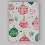 Pastel Watercolour Christmas Baubles Holiday Ornament Pattern Canvas Wall Art Print Decor Picture Ready to Hang