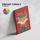 Cute Christmas Fox Wearing Winter Jumper And Floral Crown Canvas Wall Art Print Decor Picture Ready to Hang