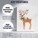 Minimalist Woodland Reindeer Holly Wreath Cardinal Bird Christmas Illustration Canvas Wall Art Print Decor Picture Ready to Hang