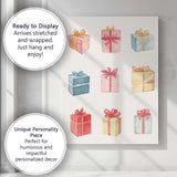 Pastel Watercolour Christmas Gift Boxes Collection Festive Present Illustration Canvas Wall Art Print Decor Picture Ready to Hang