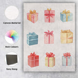 Pastel Watercolour Christmas Gift Boxes Collection Festive Present Illustration Canvas Wall Art Print Decor Picture Ready to Hang