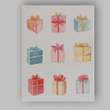 Pastel Watercolour Christmas Gift Boxes Collection Festive Present Illustration Canvas Wall Art Print Decor Picture Ready to Hang