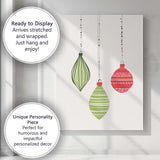 Scandinavian Christmas Baubles Minimalist Holiday Ornament Illustration Canvas Wall Art Print Decor Picture Ready to Hang