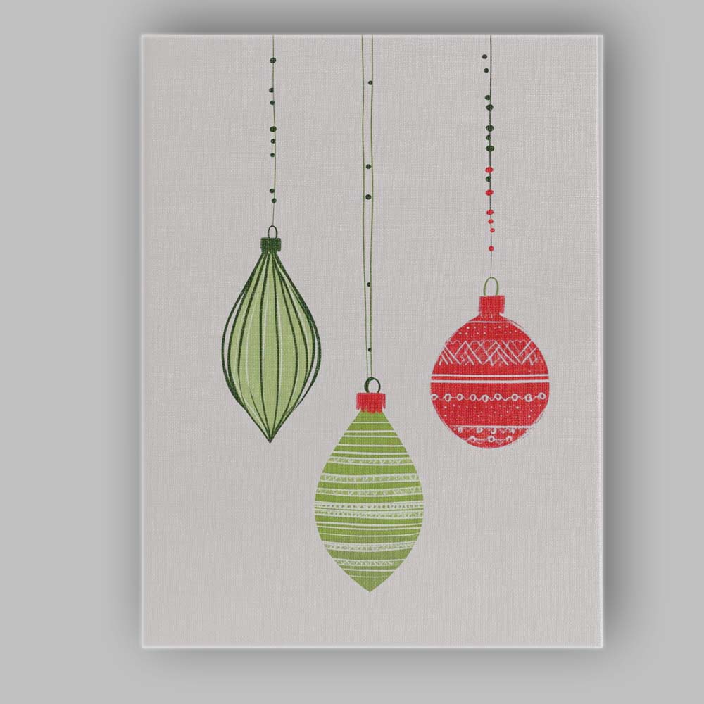 Scandinavian Christmas Baubles Minimalist Holiday Ornament Illustration Canvas Wall Art Print Decor Picture Ready to Hang