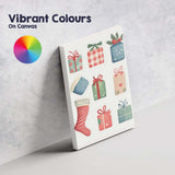 Pastel Christmas Gifts And Stocking Watercolour Festive Clipart Collection Canvas Wall Art Print Decor Picture Ready to Hang