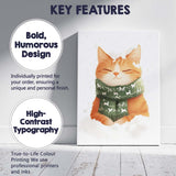 Cosy Sleeping Ginger Kitten In Snow With Green Winter Scarf Canvas Wall Art Print Decor Picture Ready to Hang