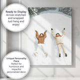 Happy Couple Making Snow Angels Winter Holiday Illustration Canvas Wall Art Print Decor Picture Ready to Hang