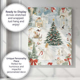 Elegant Snowy Christmas Village Watercolour Winter Wonderland Canvas Wall Art Print Decor Picture Ready to Hang