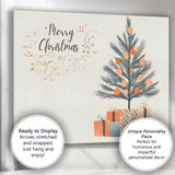 Minimalist Merry Christmas Tree With Wrapped Gifts Illustration Canvas Wall Art Print Decor Picture Ready to Hang