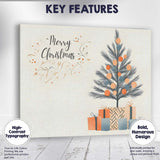 Minimalist Merry Christmas Tree With Wrapped Gifts Illustration Canvas Wall Art Print Decor Picture Ready to Hang