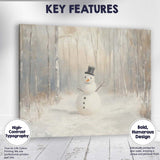 Minimalist Winter Snowman Woodland Landscape Oil Painting Canvas Wall Art Print Decor Picture Ready to Hang